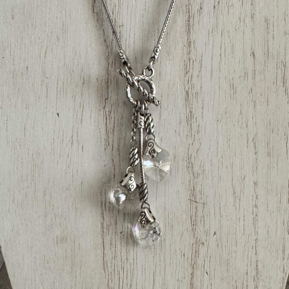 Brighton Silver heart Crystal Drop Necklace